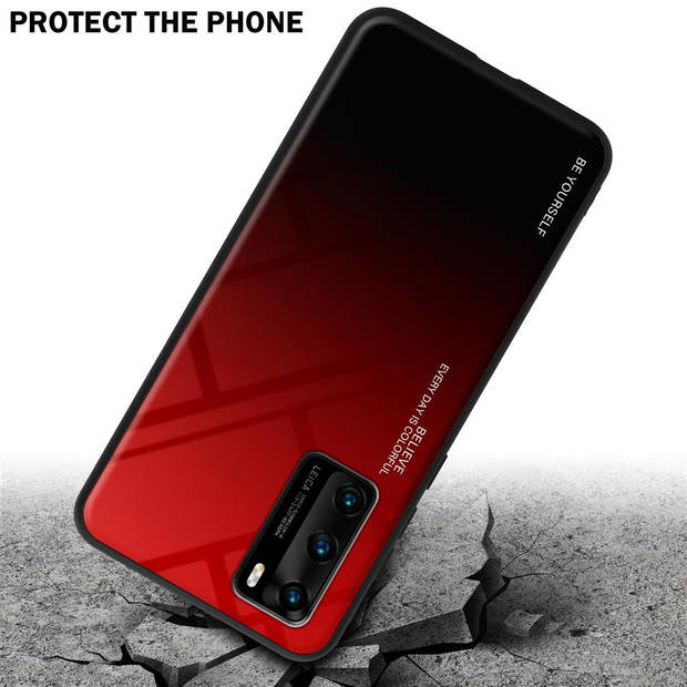 Cadorabo Hoesje geschikt voor Huawei P40 in ROOD - ZWART - Tweekleurige beschermhoes TPU-silicone Case Cover