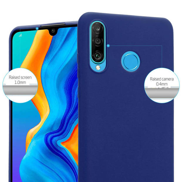 Cadorabo Hoesje geschikt voor Huawei P30 LITE in CANDY DONKER BLAUW - Beschermhoes TPU silicone Case Cover