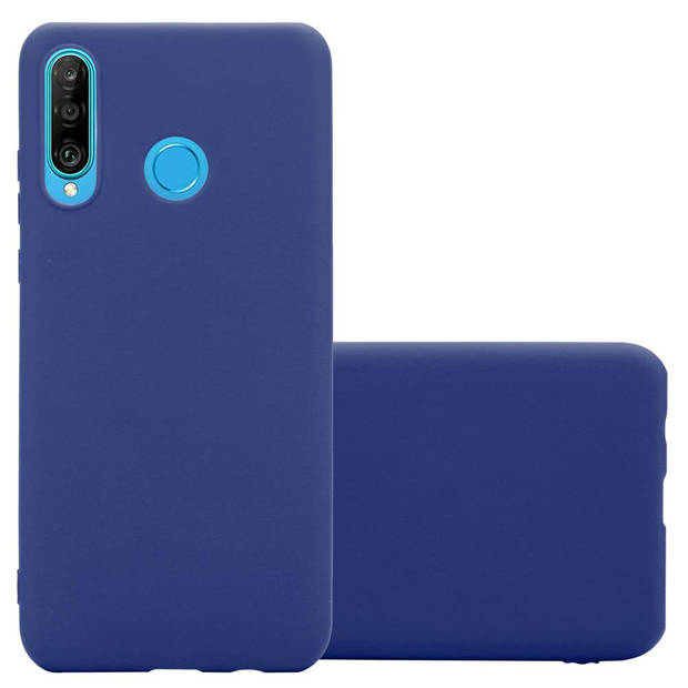 Cadorabo Hoesje geschikt voor Huawei P30 LITE in CANDY DONKER BLAUW - Beschermhoes TPU silicone Case Cover