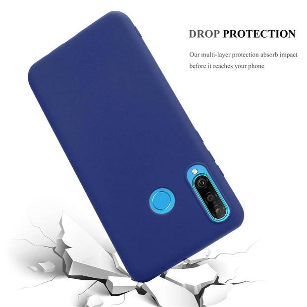 Cadorabo Hoesje geschikt voor Huawei P30 LITE in CANDY DONKER BLAUW - Beschermhoes TPU silicone Case Cover