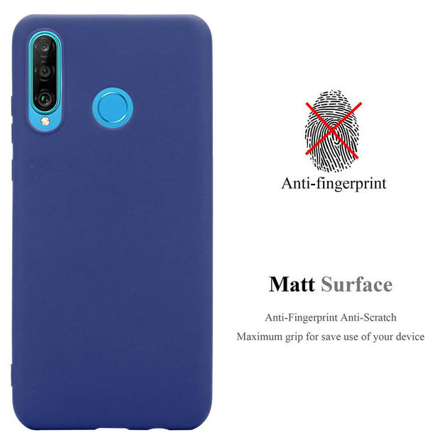 Cadorabo Hoesje geschikt voor Huawei P30 LITE in CANDY DONKER BLAUW - Beschermhoes TPU silicone Case Cover