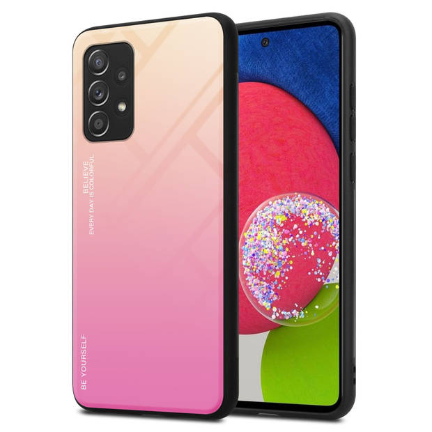 Cadorabo Hoesje geschikt voor Samsung Galaxy A52 (4G / 5G) / A52s in GEEL - ROZE - Tweekleurige beschermhoes