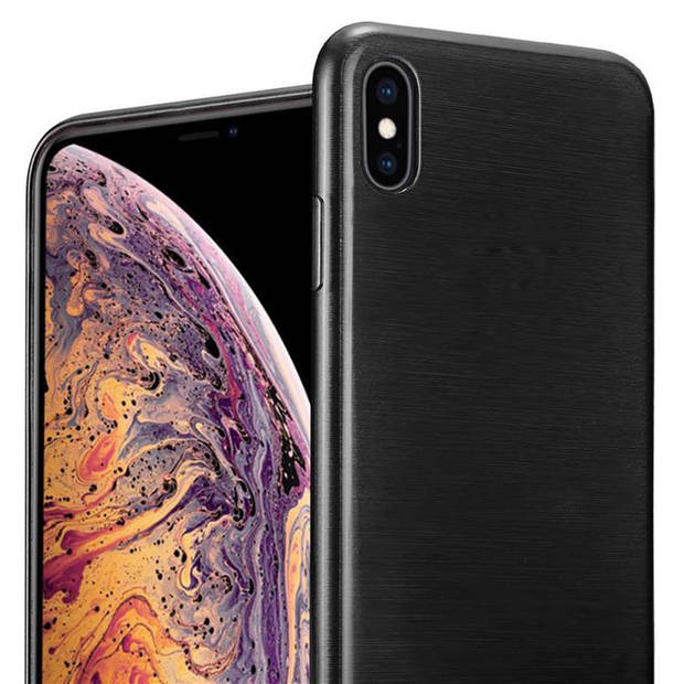 Cadorabo Hoesje geschikt voor Apple iPhone XS MAX in ZWART - Beschermhoes TPU silicone Case Cover Brushed