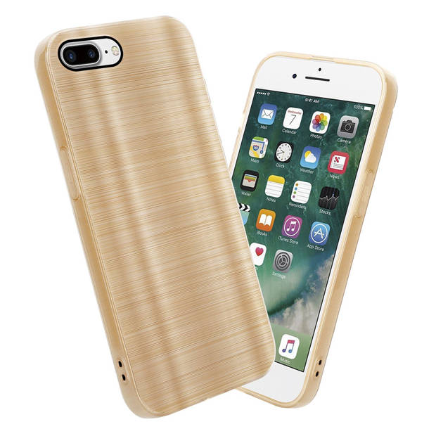 Cadorabo Hoesje geschikt voor Apple iPhone 7 PLUS / 7S PLUS / 8 PLUS in Brushed Goud - Beschermhoes Case Cover TPU