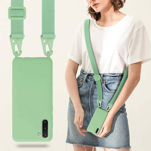 Cadorabo Mobiele telefoon ketting geschikt voor Samsung Galaxy NOTE 10 Hoesje in LIQUID LICHT GROEN - Silicone