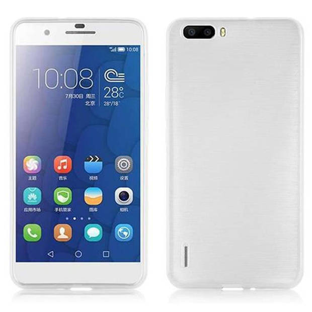 Cadorabo Hoesje geschikt voor Honor 6 PLUS in ZILVER - Beschermhoes TPU silicone Case Cover Brushed