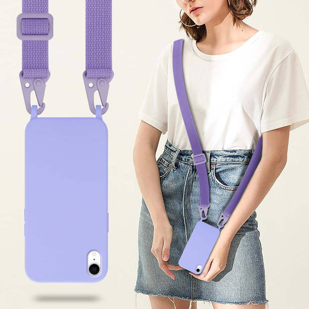 Cadorabo Mobiele telefoon ketting geschikt voor Apple iPhone XR Hoesje in LIQUID LICHT PAARS - Silicone beschermhoes