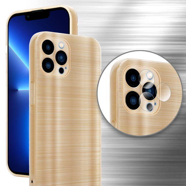 Cadorabo Hoesje geschikt voor Apple iPhone 13 PRO MAX in Brushed Goud - Beschermhoes Case Cover TPU silicone