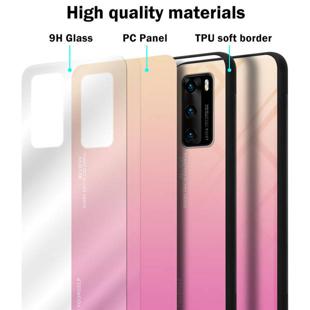 Cadorabo Hoesje geschikt voor Huawei P40 in GEEL - ROZE - Tweekleurige beschermhoes TPU-silicone Case Cover