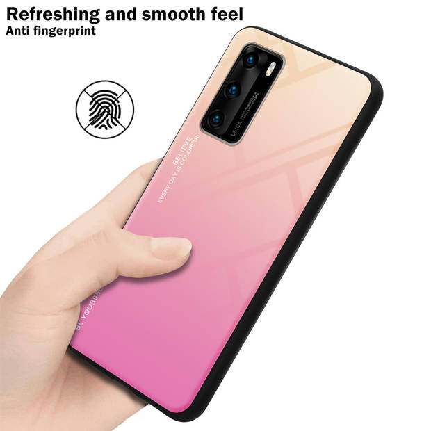 Cadorabo Hoesje geschikt voor Huawei P40 in GEEL - ROZE - Tweekleurige beschermhoes TPU-silicone Case Cover