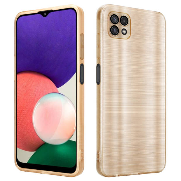 Cadorabo Hoesje geschikt voor Samsung Galaxy A22 5G in Brushed Goud - Beschermhoes Case Cover TPU silicone