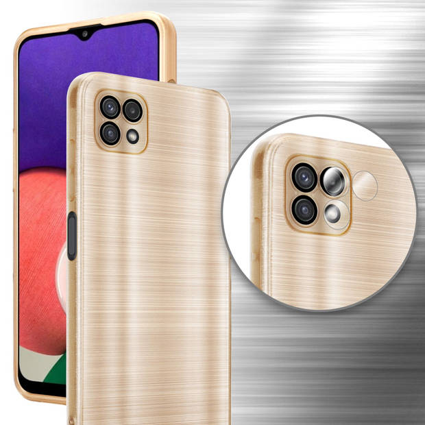 Cadorabo Hoesje geschikt voor Samsung Galaxy A22 5G in Brushed Goud - Beschermhoes Case Cover TPU silicone