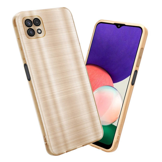 Cadorabo Hoesje geschikt voor Samsung Galaxy A22 5G in Brushed Goud - Beschermhoes Case Cover TPU silicone