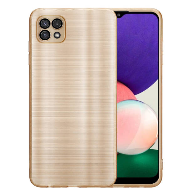 Cadorabo Hoesje geschikt voor Samsung Galaxy A22 5G in Brushed Goud - Beschermhoes Case Cover TPU silicone