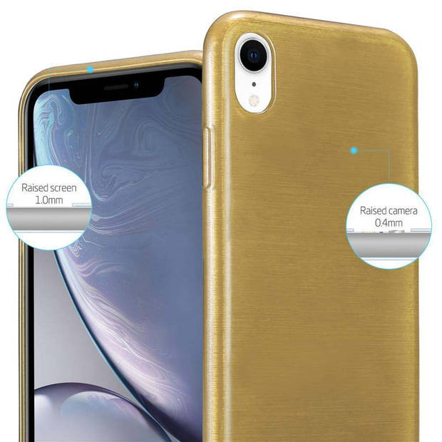 Cadorabo Hoesje geschikt voor Apple iPhone XR in GOUD - Beschermhoes TPU silicone Case Cover Brushed