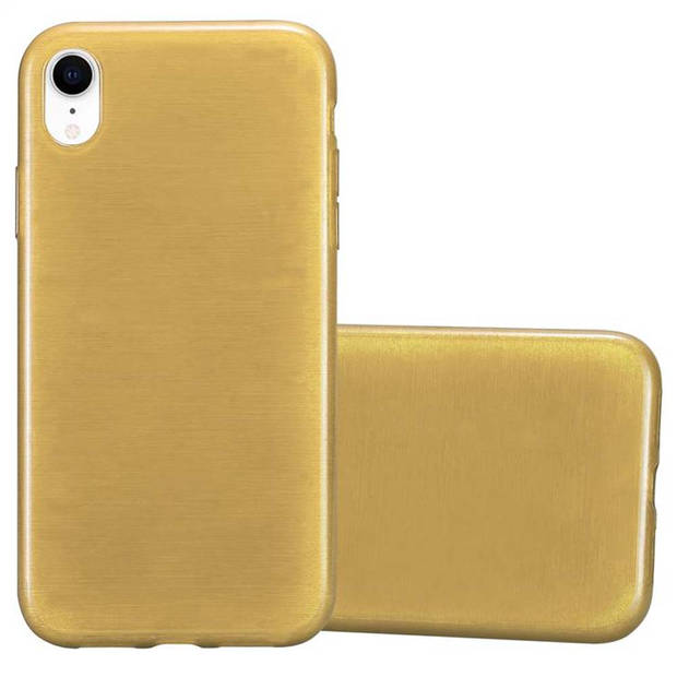 Cadorabo Hoesje geschikt voor Apple iPhone XR in GOUD - Beschermhoes TPU silicone Case Cover Brushed