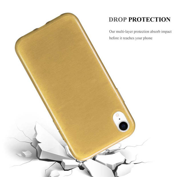 Cadorabo Hoesje geschikt voor Apple iPhone XR in GOUD - Beschermhoes TPU silicone Case Cover Brushed