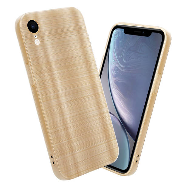 Cadorabo Hoesje geschikt voor Apple iPhone XR in Brushed Goud - Beschermhoes Case Cover TPU silicone