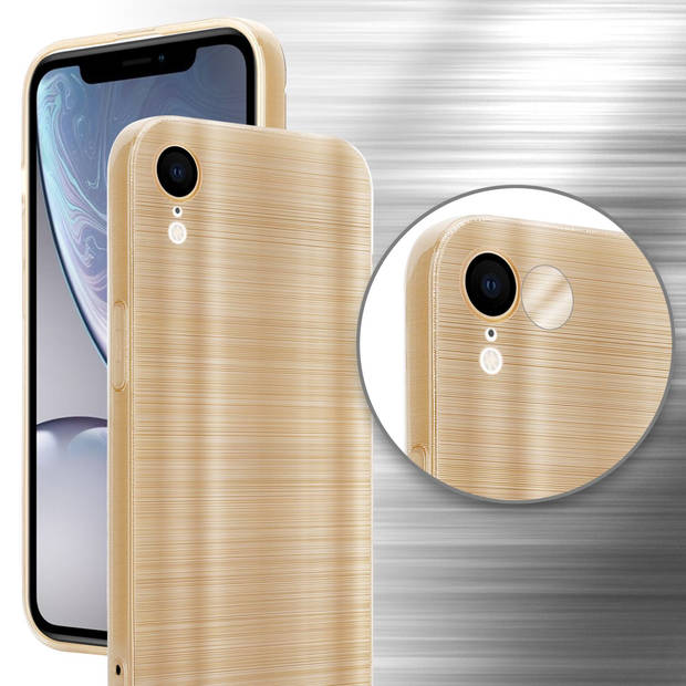 Cadorabo Hoesje geschikt voor Apple iPhone XR in Brushed Goud - Beschermhoes Case Cover TPU silicone