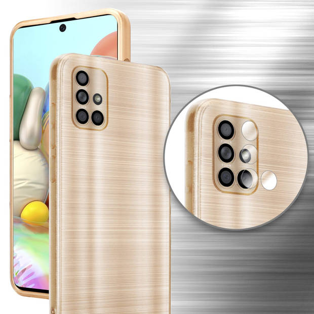 Cadorabo Hoesje geschikt voor Samsung Galaxy A71 4G in Brushed Goud - Beschermhoes Case Cover TPU silicone