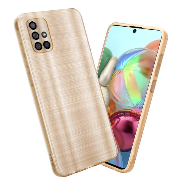 Cadorabo Hoesje geschikt voor Samsung Galaxy A71 4G in Brushed Goud - Beschermhoes Case Cover TPU silicone