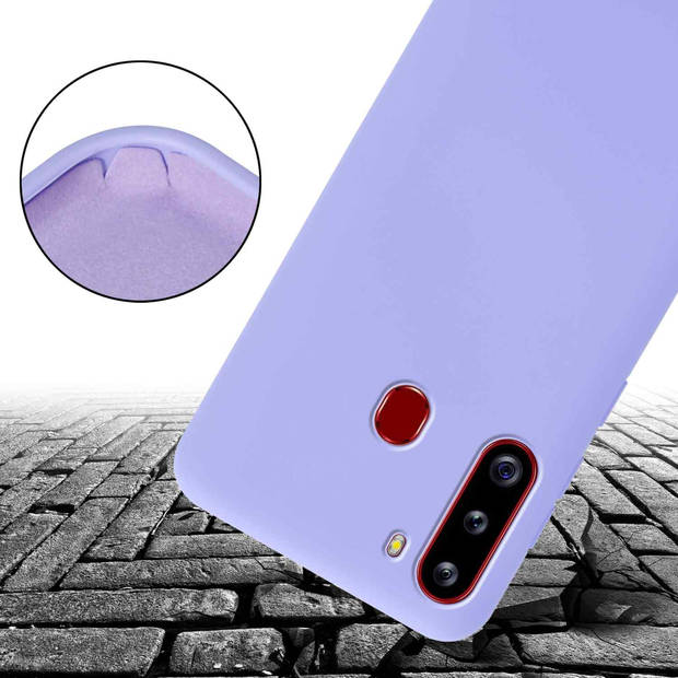 Cadorabo Mobiele telefoon ketting geschikt voor Samsung Galaxy A21 Hoesje in LIQUID LICHT PAARS - Silicone beschermhoes