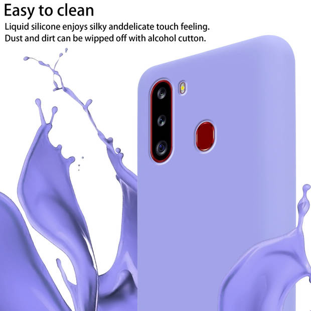 Cadorabo Mobiele telefoon ketting geschikt voor Samsung Galaxy A21 Hoesje in LIQUID LICHT PAARS - Silicone beschermhoes