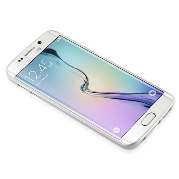 Cadorabo Hoesje geschikt voor Samsung Galaxy S6 EDGE in ZILVER - Beschermhoes TPU silicone Case Cover Brushed