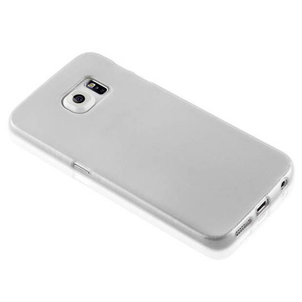 Cadorabo Hoesje geschikt voor Samsung Galaxy S6 EDGE in ZILVER - Beschermhoes TPU silicone Case Cover Brushed