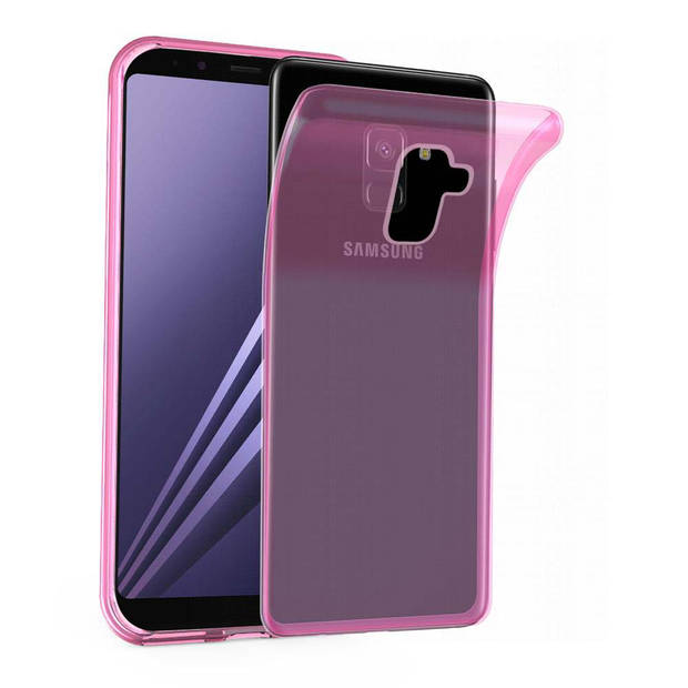 Cadorabo Hoesje geschikt voor Samsung Galaxy A8 2018 in TRANSPARANT ROZE - Beschermhoes Cover gemaakt van TPU Silicone