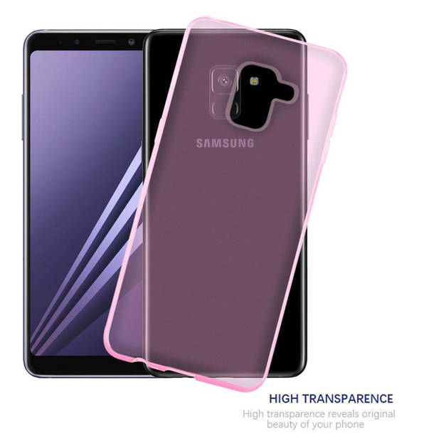 Cadorabo Hoesje geschikt voor Samsung Galaxy A8 2018 in TRANSPARANT ROZE - Beschermhoes Cover gemaakt van TPU Silicone