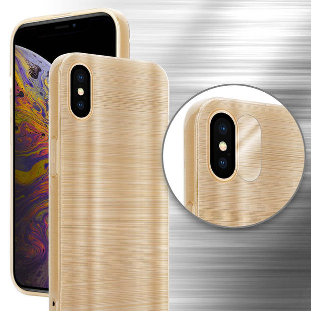 Cadorabo Hoesje geschikt voor Apple iPhone XS MAX in Brushed Goud - Beschermhoes Case Cover TPU silicone