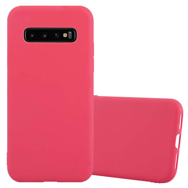 Cadorabo Hoesje geschikt voor Samsung Galaxy S10 4G in CANDY ROOD - Beschermhoes TPU silicone Case Cover