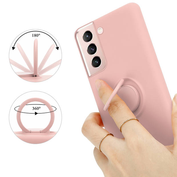 Cadorabo Hoesje geschikt voor Samsung Galaxy S22 in LIQUID ROZE - Beschermhoes van TPU silicone Case Cover met ring