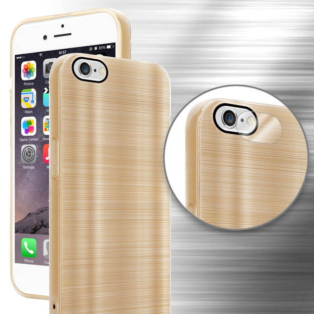 Cadorabo Hoesje geschikt voor Apple iPhone 6 / 6S in Brushed Goud - Beschermhoes Case Cover TPU silicone