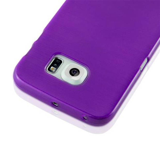 Cadorabo Hoesje geschikt voor Samsung Galaxy S6 EDGE in PAARS - Beschermhoes TPU silicone Case Cover Brushed