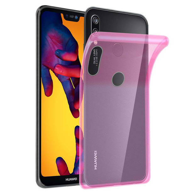 Cadorabo Hoesje geschikt voor Huawei P20 LITE 2018 / NOVA 3E in TRANSPARANT ROZE - Beschermhoes Cover gemaakt van TPU