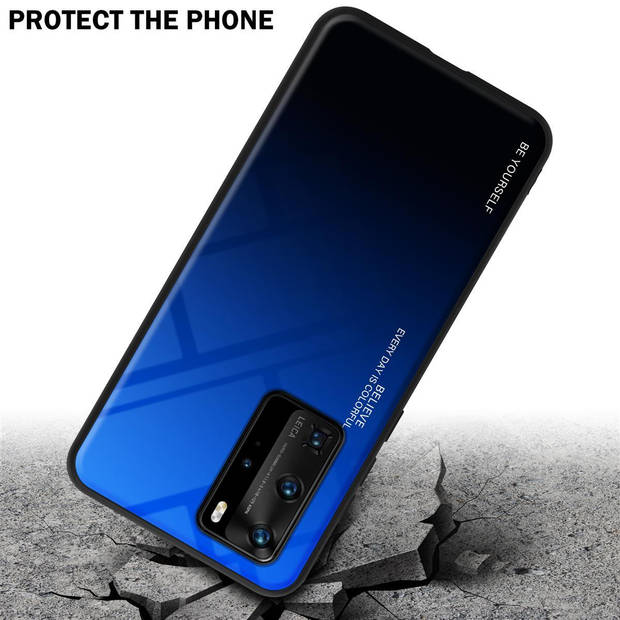Cadorabo Hoesje geschikt voor Huawei P40 PRO / P40 PRO+ in BLAUW - ZWART - Tweekleurige beschermhoes TPU-silicone Case