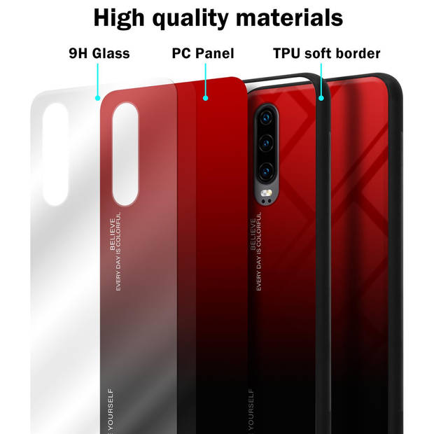 Cadorabo Hoesje geschikt voor Huawei P30 in ROOD - ZWART - Tweekleurige beschermhoes TPU-silicone Case Cover