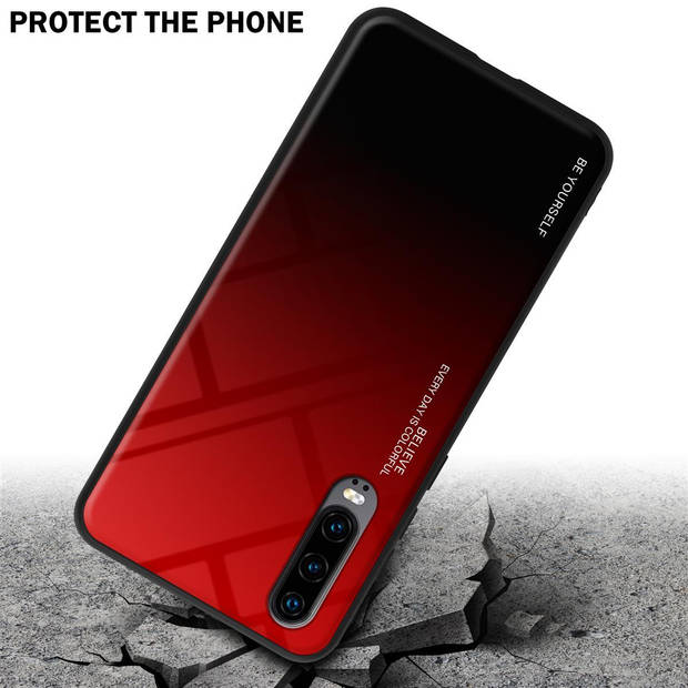 Cadorabo Hoesje geschikt voor Huawei P30 in ROOD - ZWART - Tweekleurige beschermhoes TPU-silicone Case Cover