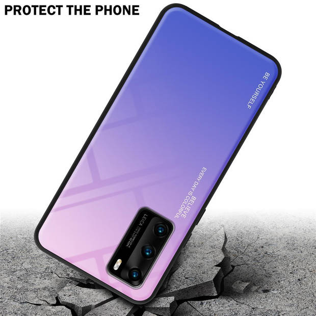 Cadorabo Hoesje geschikt voor Huawei P40 in ROZE - BLAUW - Tweekleurige beschermhoes TPU-silicone Case Cover