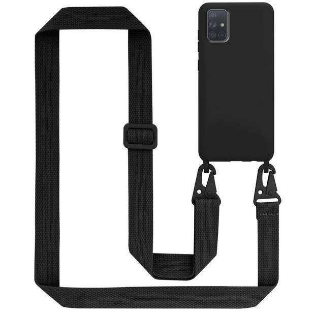 Cadorabo Mobiele telefoon ketting geschikt voor Samsung Galaxy A71 4G Hoesje in LIQUID ZWART - Silicone beschermhoes