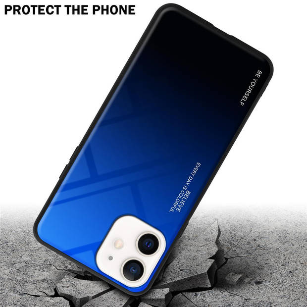 Cadorabo Hoesje geschikt voor Apple iPhone 12 MINI in BLAUW - ZWART - Tweekleurige beschermhoes TPU-silicone Case Cover