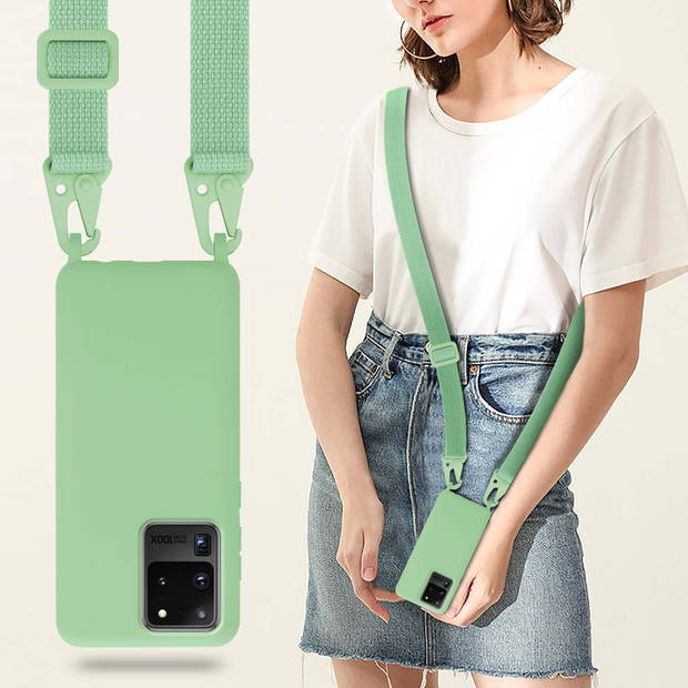 Cadorabo Mobiele telefoon ketting geschikt voor Samsung Galaxy S20 ULTRA Hoesje in LIQUID LICHT GROEN - Silicone