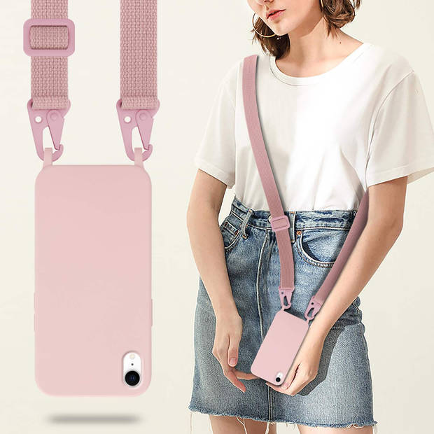 Cadorabo Mobiele telefoon ketting geschikt voor Apple iPhone XR Hoesje in LIQUID ROZE - Silicone beschermhoes