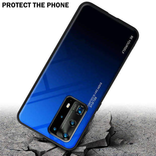 Cadorabo Hoesje geschikt voor Huawei P40 PRO / P40 PRO+ in BLAUW - ZWART - Tweekleurige beschermhoes TPU-silicone Case