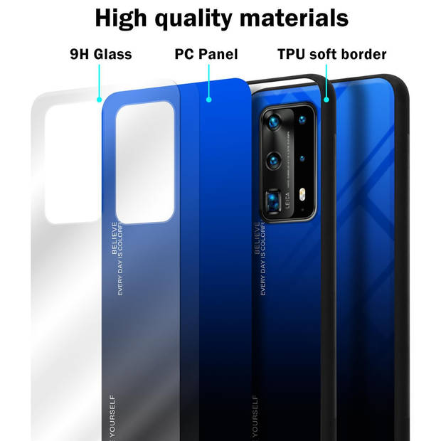 Cadorabo Hoesje geschikt voor Huawei P40 PRO / P40 PRO+ in BLAUW - ZWART - Tweekleurige beschermhoes TPU-silicone Case