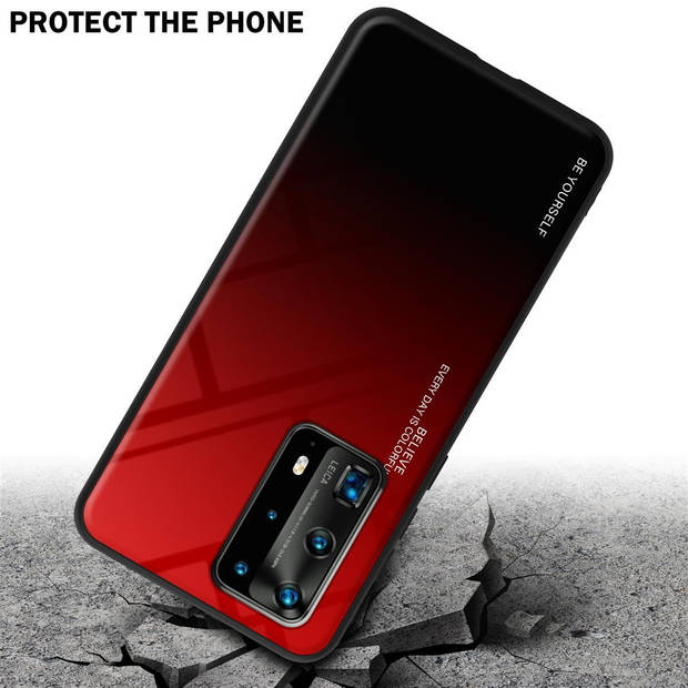 Cadorabo Hoesje geschikt voor Huawei P40 PRO / P40 PRO+ in ROOD - ZWART - Tweekleurige beschermhoes TPU-silicone Case