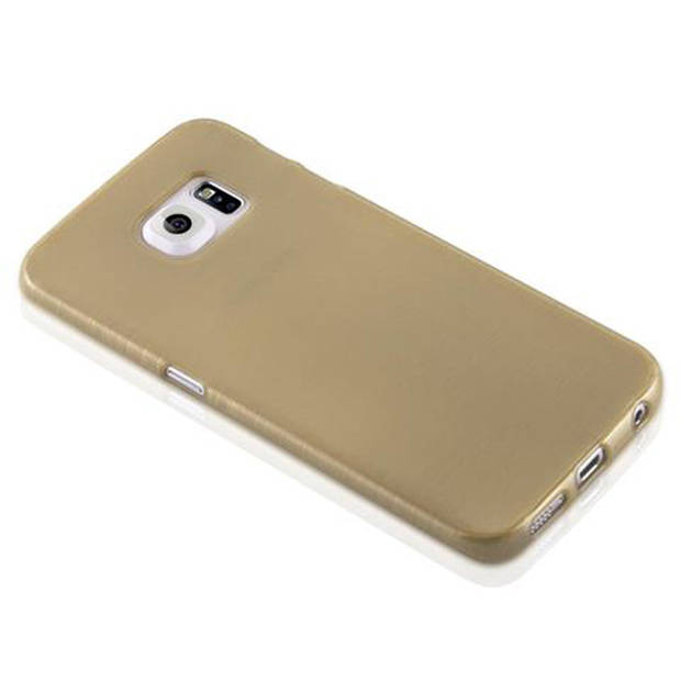 Cadorabo Hoesje geschikt voor Samsung Galaxy S6 EDGE in GOUD - Beschermhoes TPU silicone Case Cover Brushed