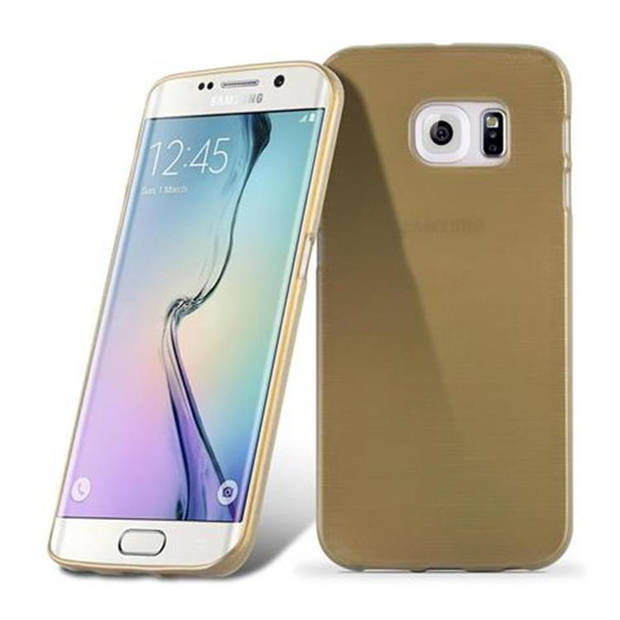 Cadorabo Hoesje geschikt voor Samsung Galaxy S6 EDGE in GOUD - Beschermhoes TPU silicone Case Cover Brushed